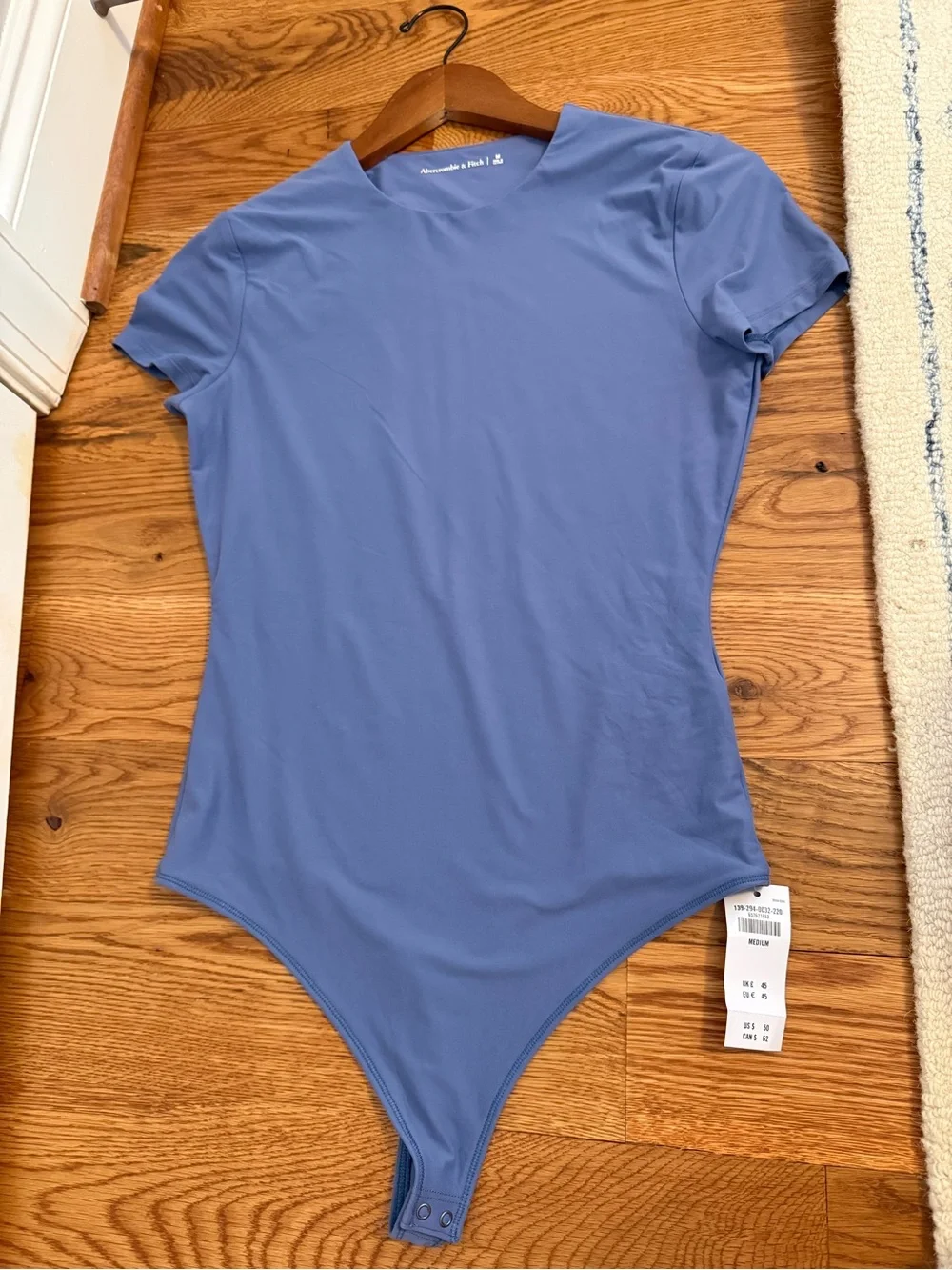 Abercrombie & Fitch Soft Matte Seamless Tee Bodysuit Blue Size Medium NWT